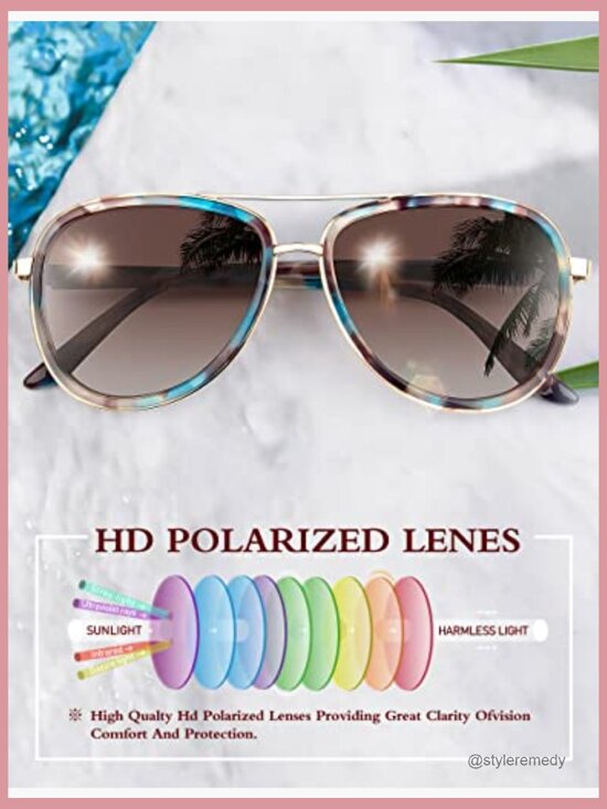 Polarized Sunglasses with Acetate Frame UV400 Protection Mirrored Lenses